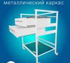 Передвижной медицинский стол СММП-08-Я-ФП-03-23 из нержавеющей стали с ящиками и стеклянной полкой