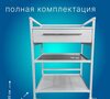 Передвижной медицинский стол СММП-08-Я-ФП-03-08 с металлическими и стеклянной полками
