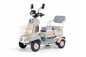Компактный пассажирский электротрицикл Rutrike Квадро для двоих с мотором 600 Вт и колёсами R6